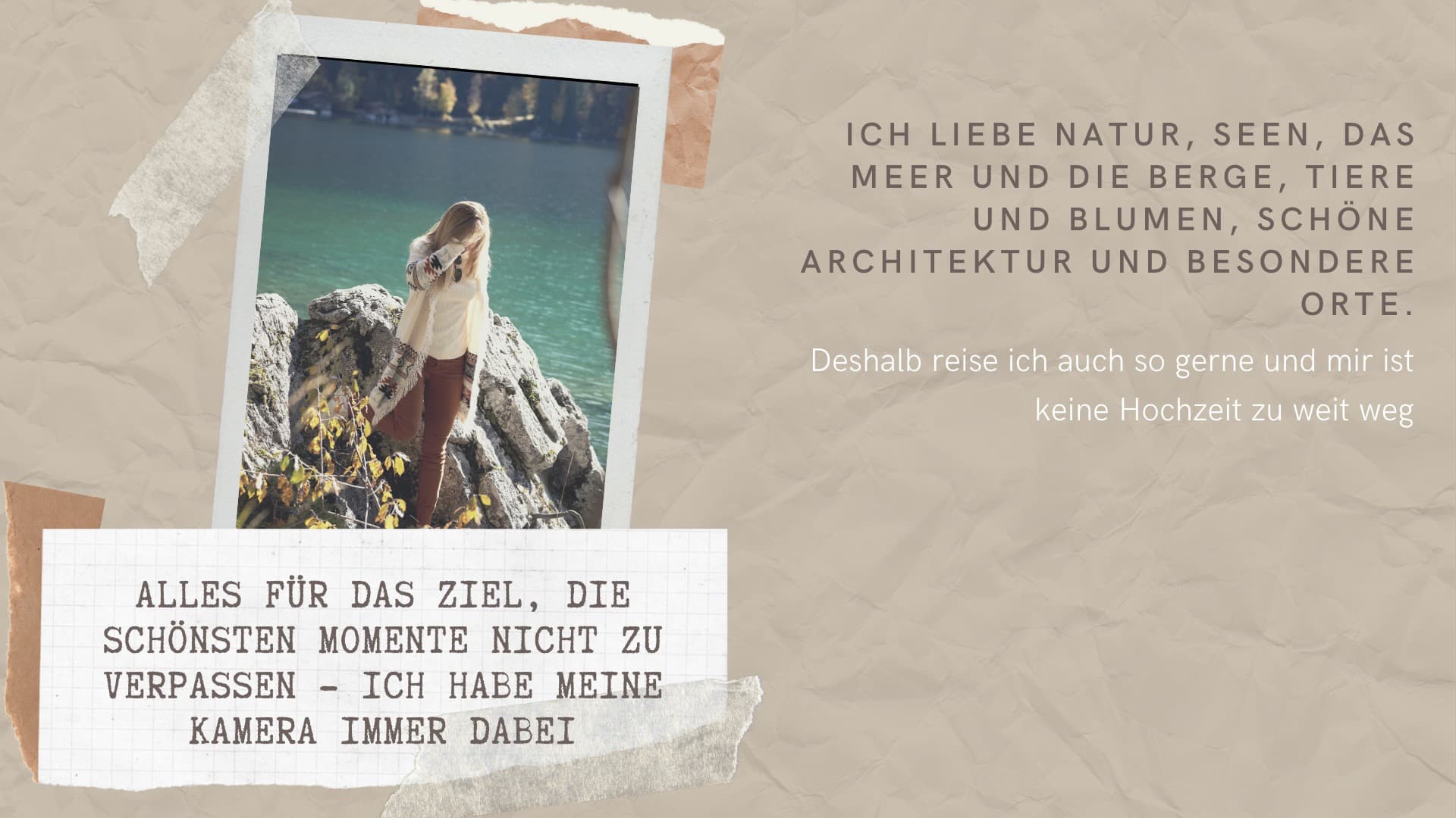 Oxana an einem Bergsee – die Kamera immer dabei